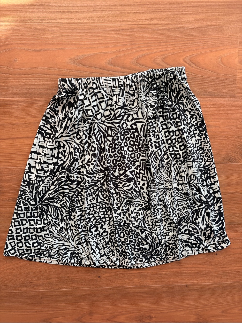Lilly Pulitzer Black & White Printed A-Line Skirt Onyx Pineapple